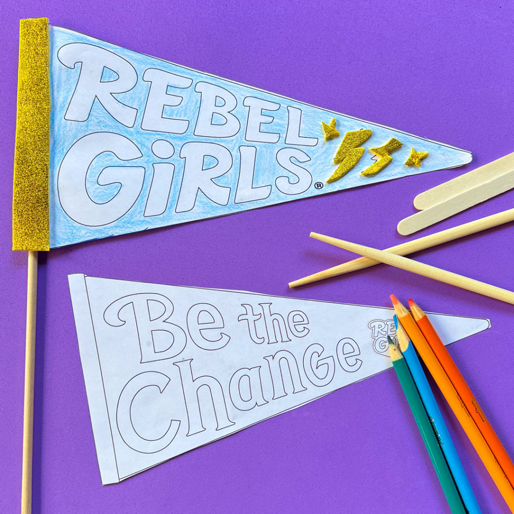 Thumbnail illustration of the Rebel Girls pennant craft project