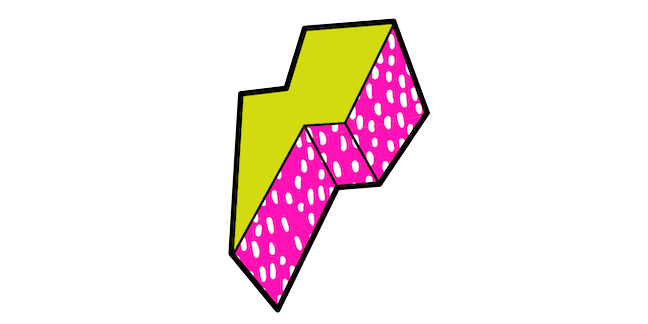 illustration of a pink and yellow lightning bolt