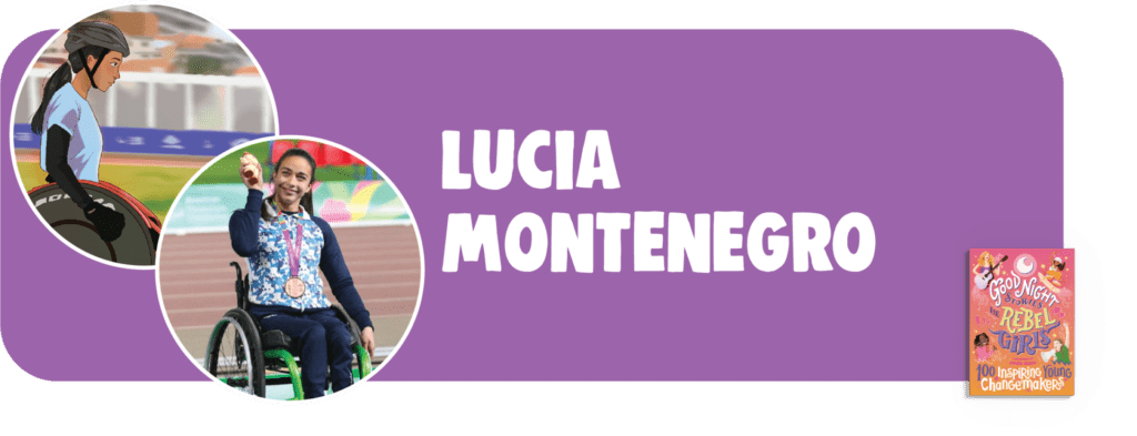 Header of Lucia Montenegro with photograph and illustration