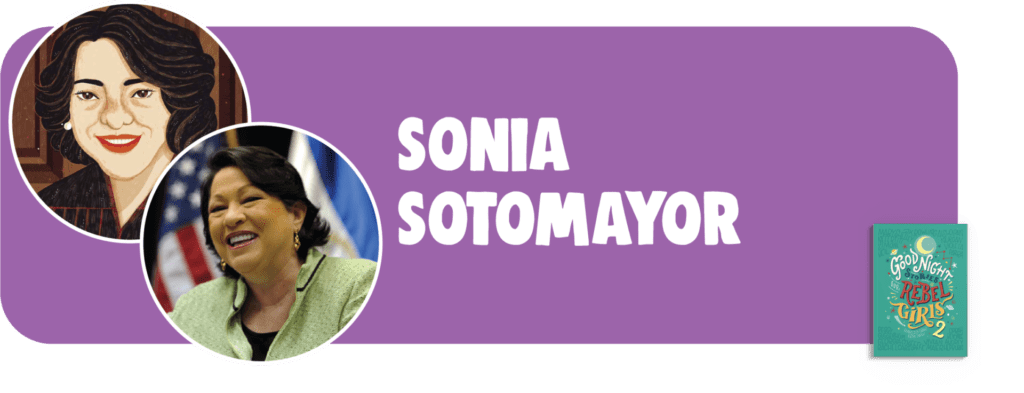Header of Sonia Sotomayor with photograph and illustration