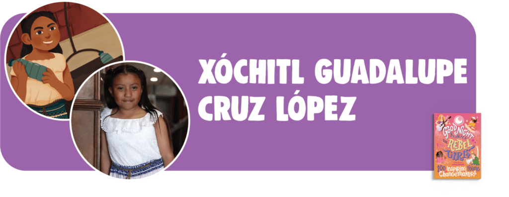 Header of Xóchitl Guadalupe Cruz López with photograph and illustration