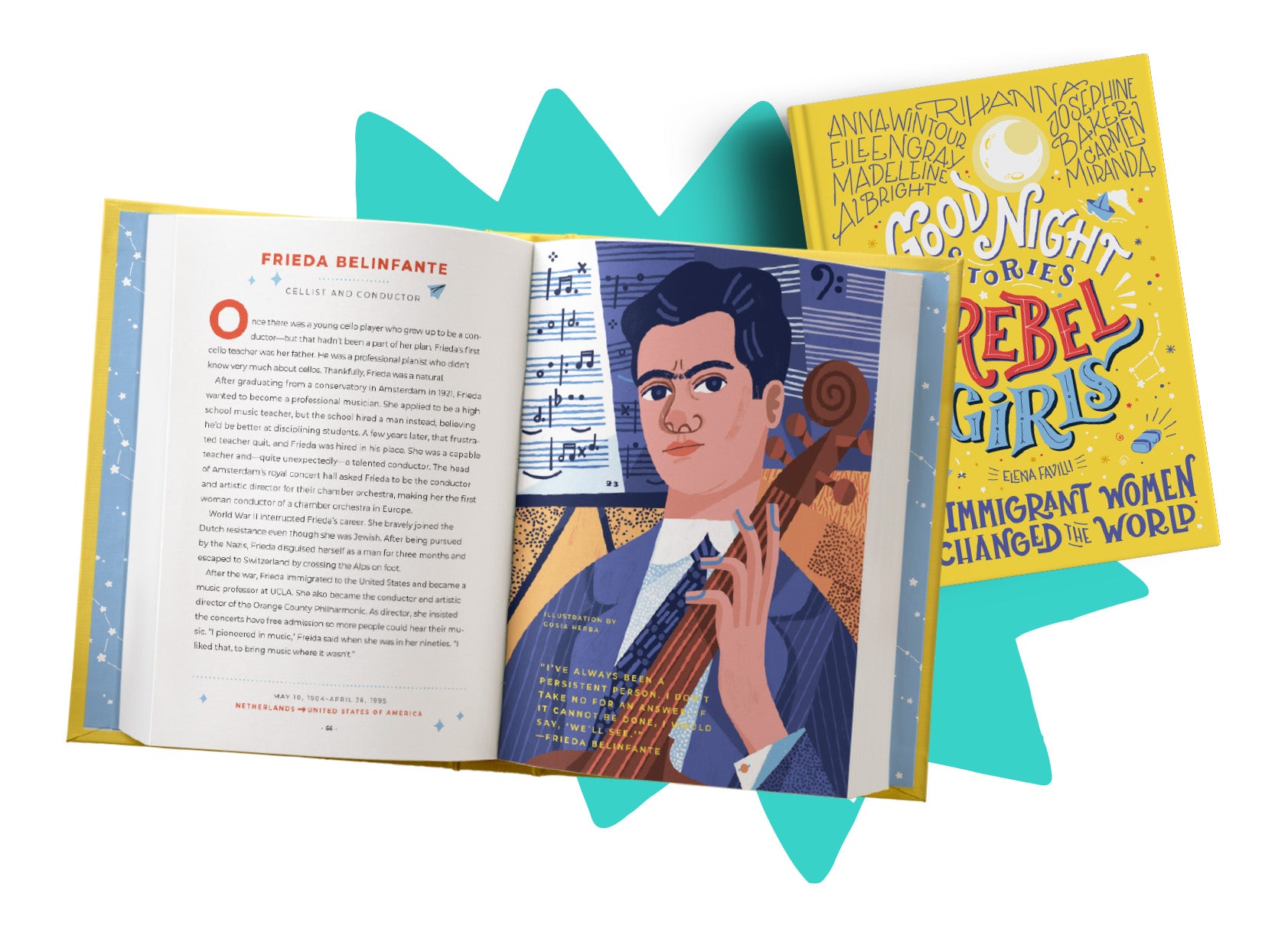 <p><em>Good Night Stories for Rebel Girls: 100 Immigrant Women Who Changed the World</em> is the third book in the New York Times bestselling series for children. </p> <p>Packed with 100 all-new bedtime stories about the lives of incredible female figures from the past and the present, this volume recognizes women who left their birth countries for a multitude of reasons: some for new opportunities, some out of necessity. </p> <p>Readers will whip up a plate with Asma Khan, strategize global affairs alongside Madeleine Albright, venture into business with Rihanna, and many more. All of these unique, yet relatable stories are accompanied by gorgeous, full-page, full-color portraits, illustrated by female and nonbinary artists from all over the globe.</p> 