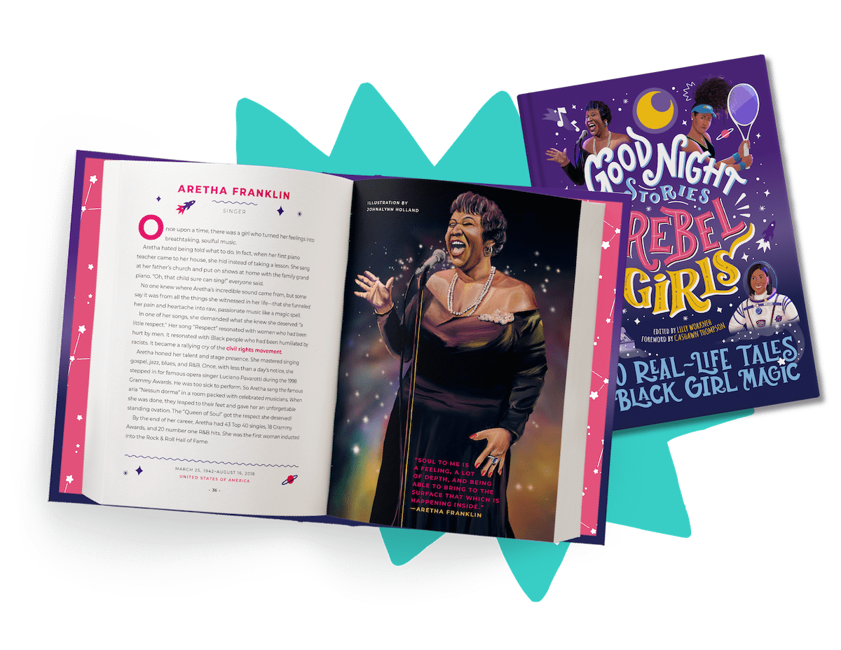 <p><em>Good Night Stories for Rebel Girls: 100 Real-Life Tales of Black Girl Magic,</em> edited by award-winning journalist Lilly Workneh with a foreword by #BlackGirlMagic originator CaShawn Thompson, is dedicated to amplifying and celebrating the stories of Black women and girls from around the world. </p>
<p>It features the work of over 60 Black female and non-binary authors, illustrators, and editors and is designed to acknowledge, applaud and amplify the incredible stories of Black women and girls from the past and present. Join in this celebrating of Black Girl Magic from around the world!</p>
<p>Among the women featured from over 30 countries are tennis player Naomi Osaka, astronaut Jeanette Epps, author Toni Morrison, filmmaker Ava DuVernay, aviator Bessie Coleman, Empress Taytu Betul, journalist Ida B. Wells, and many more inspiring leaders, champions, innovators and creators. </p>
<p><em>Good Night Stories for Rebel Girls: 100 Real-Life Tales of Black Girl Magic</em> is the fourth volume of the New York Times bestselling Good Night Stories for Rebel Girls series which originally launched in 2016.</p>
