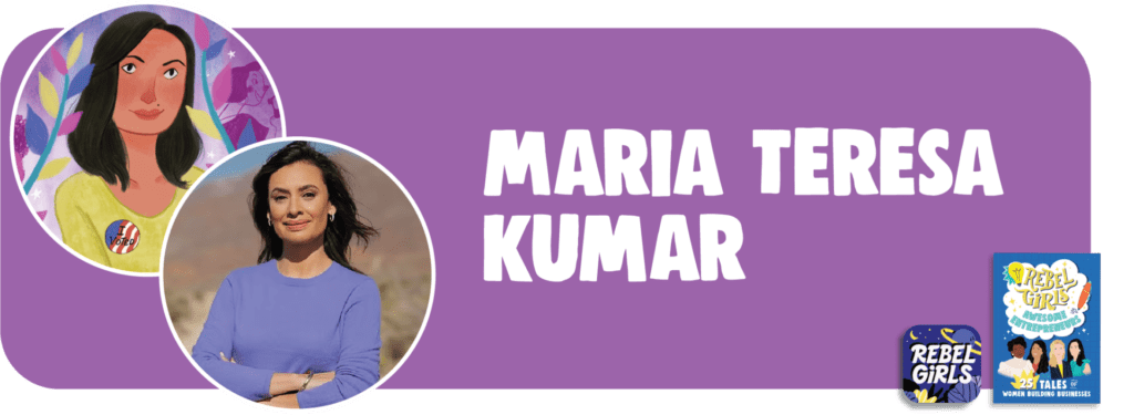 Header of Maria Teresa Kumar with photograph and illustration