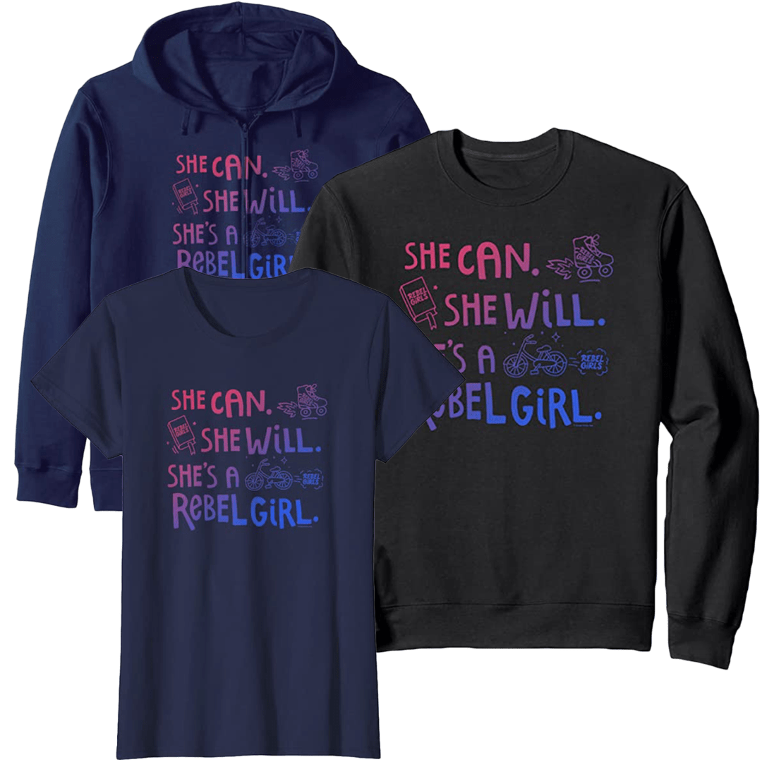 “She Can. She Will.” Tops and Tees