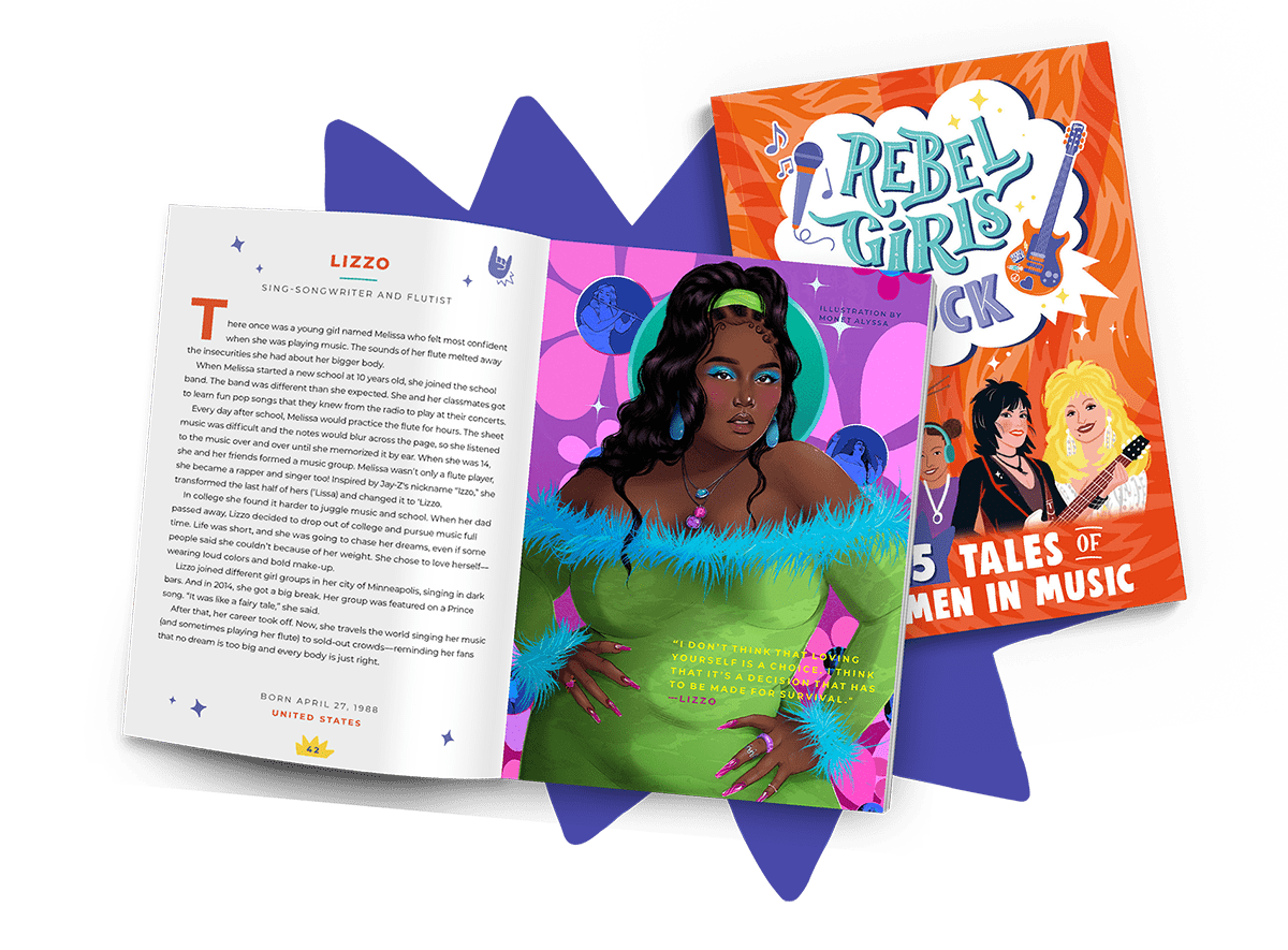 <p>This collection features 25 stories of extraordinary women in music—women who have moved hearts and minds with their lyrics, uplifted other musicians, and gotten people to jump, dance, and sing along with their music.</p>
<p>Belt out pop anthems with Lizzo, bang on the drums with Nandi Bushell, and write country hits with Dolly Parton. The women in this book come from all around the world. They play different instruments, experiment with new sounds, and stand out in their genres. But one thing is true of them all: They rock!</p>
<p>With a foreword by iconic rocker Joan Jett and activities curated by Gibson Guitars, this book will have readers everywhere jamming out! Plus, scannable codes let you listen to more stories on the Rebel Girls app.</p>
