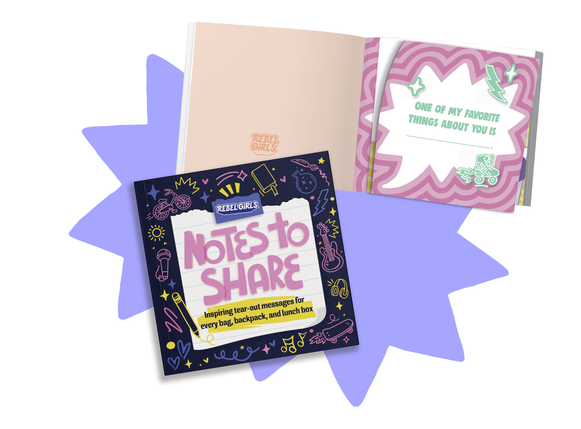 <p><span data-sheets-value="{&quot;1&quot;:2,&quot;2&quot;:&quot;Here's a great way to brighten your child's day: slip an empowering note into their lunch box, backpack, or sports bag.\n\nWith Notes to Share, the team behind the New York Times best-selling series Good Night Stories for Rebel Girls provides you with 180+ inspiring notes to make your little Rebel smile. Packed with quotations, affirmations, jokes, and mood-boosting interactive notes, this collection of tear-out messages is a simple way to encourage and uplift your child at school, camp, STEM club, sports practice, or dance class.\n\n&quot;}" data-sheets-userformat="{&quot;2&quot;:13187,&quot;3&quot;:{&quot;1&quot;:0},&quot;4&quot;:{&quot;1&quot;:3,&quot;3&quot;:2},&quot;10&quot;:1,&quot;11&quot;:4,&quot;12&quot;:0,&quot;15&quot;:&quot;Arial&quot;,&quot;16&quot;:12}" data-sheets-textstyleruns="{&quot;1&quot;:0}{&quot;1&quot;:126,&quot;2&quot;:{&quot;6&quot;:1}}{&quot;1&quot;:140}">Here&#8217;s a great way to brighten your child&#8217;s day: slip an empowering note into their lunch box, backpack, or sports bag.</p>
<p>With Notes to Share, the team behind the New York Times best-selling series Good Night Stories for Rebel Girls provides you with 180+ inspiring notes to make your little Rebel smile. Packed with quotations, affirmations, jokes, and mood-boosting interactive notes, this collection of tear-out messages is a simple way to encourage and uplift your child at school, camp, STEM club, sports practice, or dance class.<br />
</span></p>
