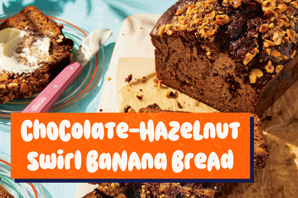 Fun Thanksgiving Recipe for Kids: Chocolate Hazelnut Swirl Banana Bread Cake￼